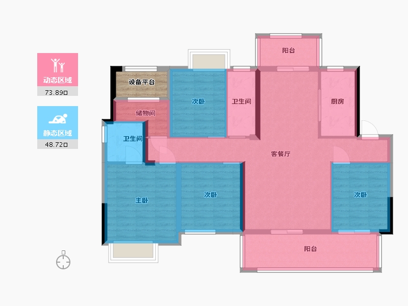 湖南省-长沙市-春晖花园宸极户型6栋142m²-113.00-户型库-动静分区