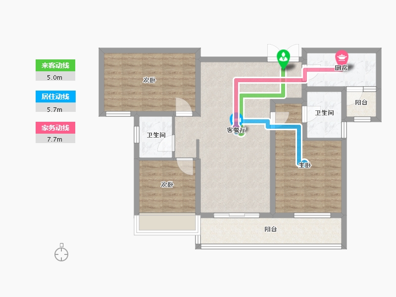 四川省-成都市-时代风华1号楼,2号楼,3号楼113m²-84.58-户型库-动静线