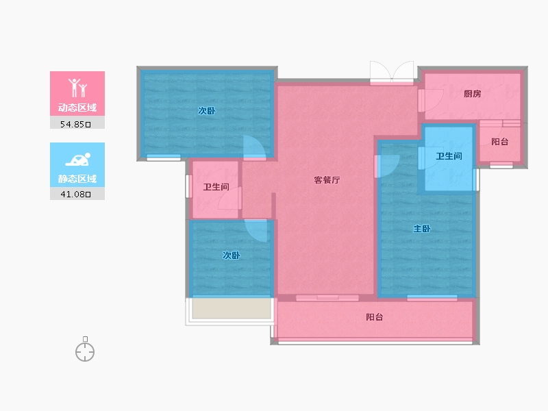 四川省-成都市-时代风华1号楼,2号楼,3号楼113m²-84.58-户型库-动静分区