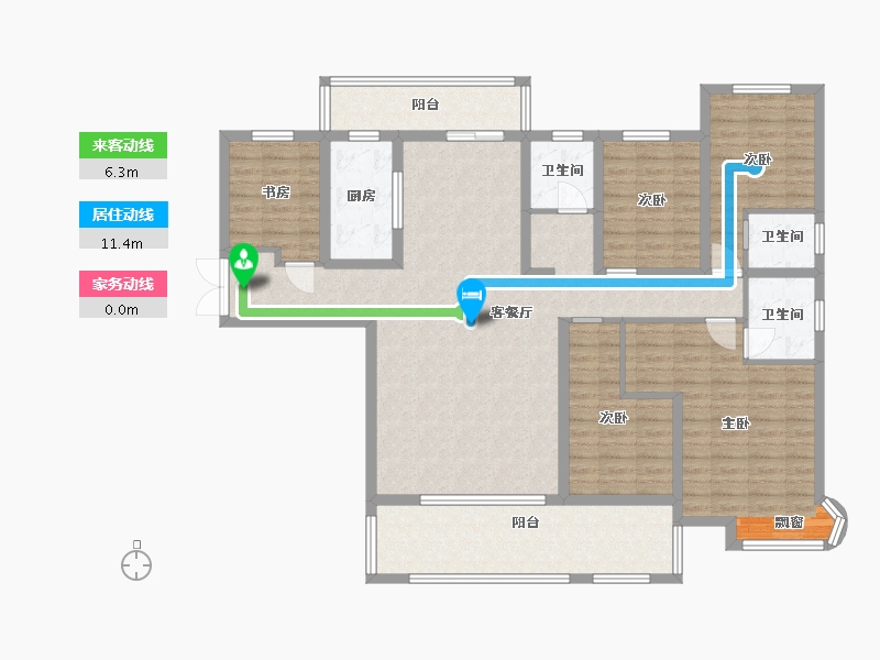 湖南省-长沙市-润和谷山郡20,22,21,23号楼A1户型178m²-142.78-户型库-动静线