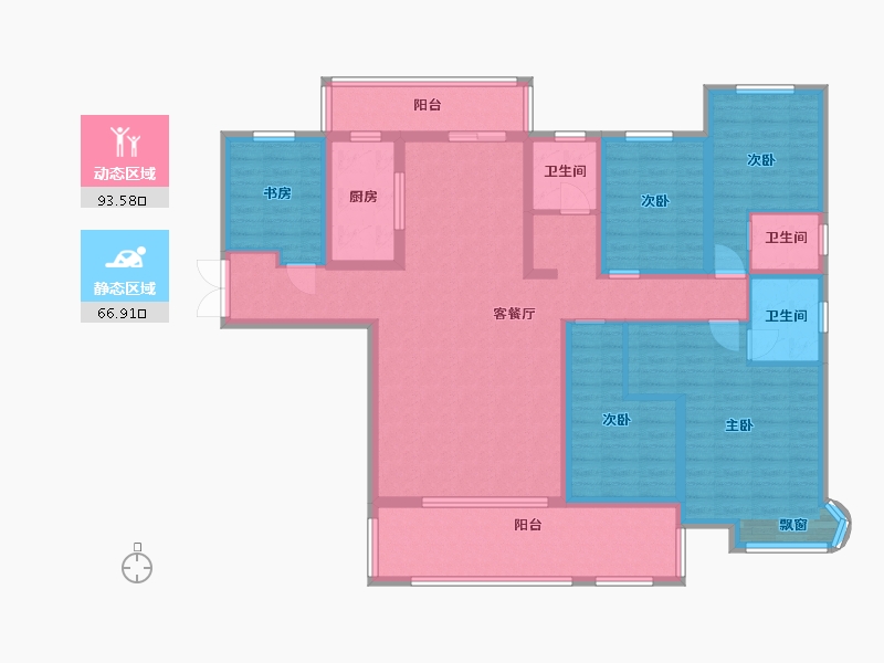 湖南省-长沙市-润和谷山郡20,22,21,23号楼A1户型178m²-142.78-户型库-动静分区