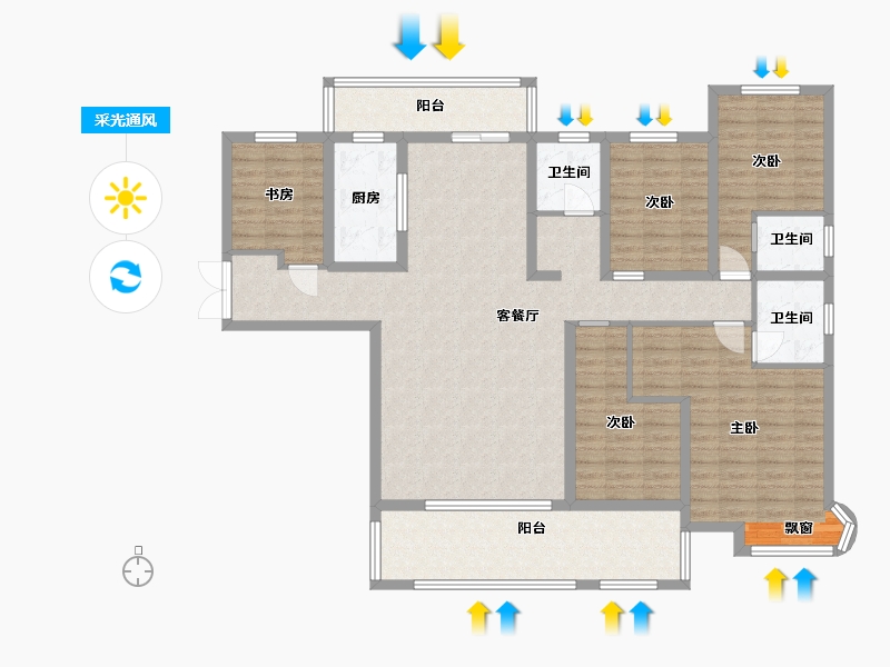 湖南省-长沙市-润和谷山郡20,22,21,23号楼A1户型178m²-142.78-户型库-采光通风