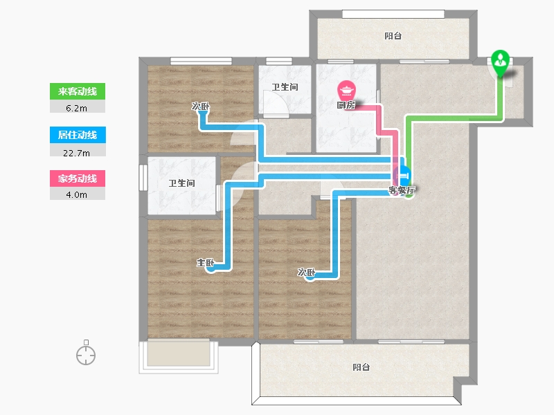 湖南省-长沙市-澳海文澜府1,2号楼1A户型117m²-96.84-户型库-动静线