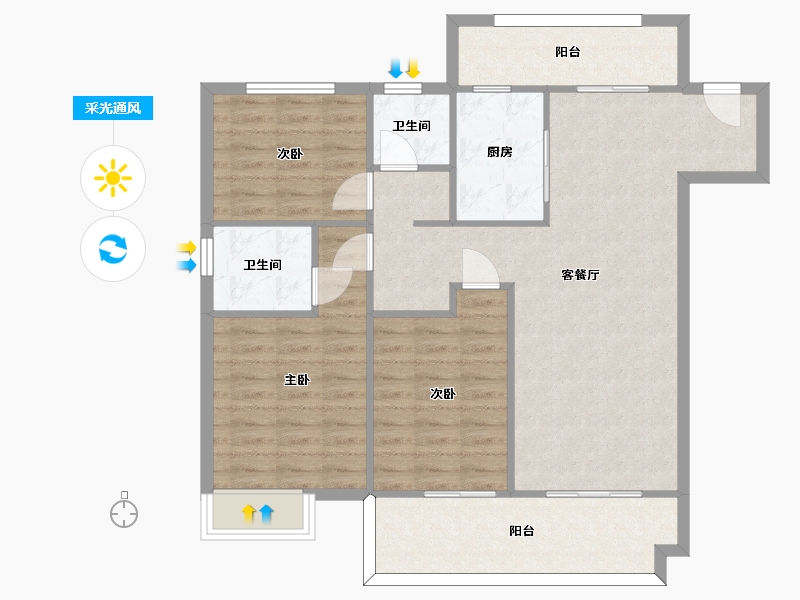 湖南省-长沙市-澳海文澜府1,2号楼1A户型117m²-96.84-户型库-采光通风