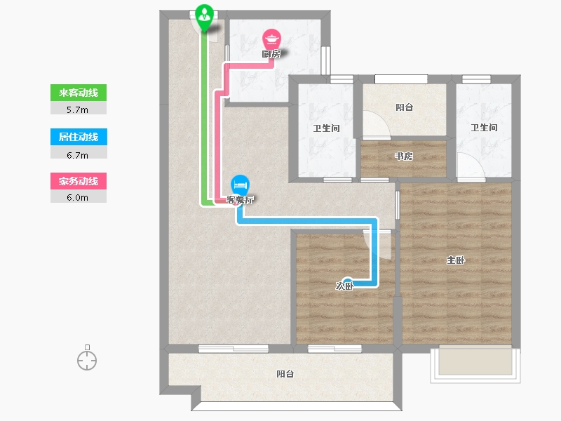 湖南省-长沙市-澳海文澜府4号楼,B户型101m²-82.05-户型库-动静线