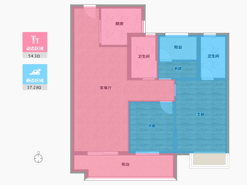 湖南省-长沙市-澳海文澜府4号楼,B户型101m²-82.05-户型库-动静分区