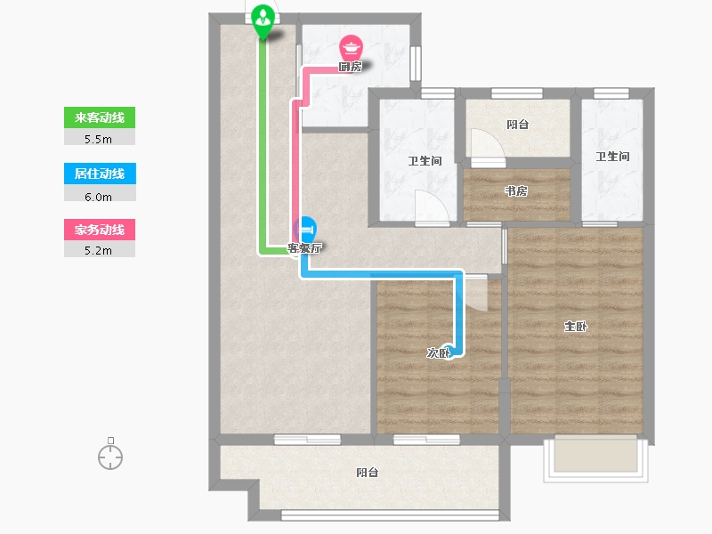 湖南省-长沙市-澳海文澜府5栋B户型104m²-84.65-户型库-动静线