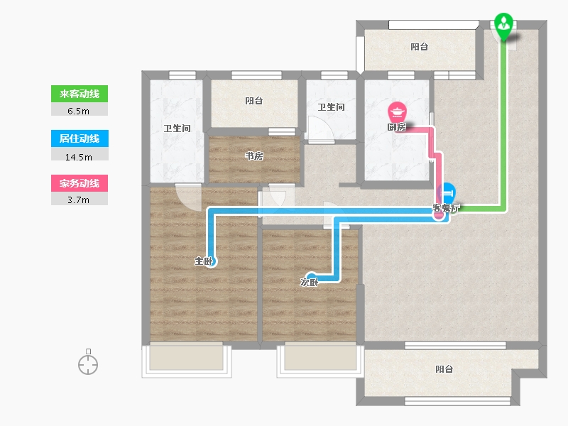 湖南省-长沙市-澳海文澜府5栋A户型122m²-99.73-户型库-动静线