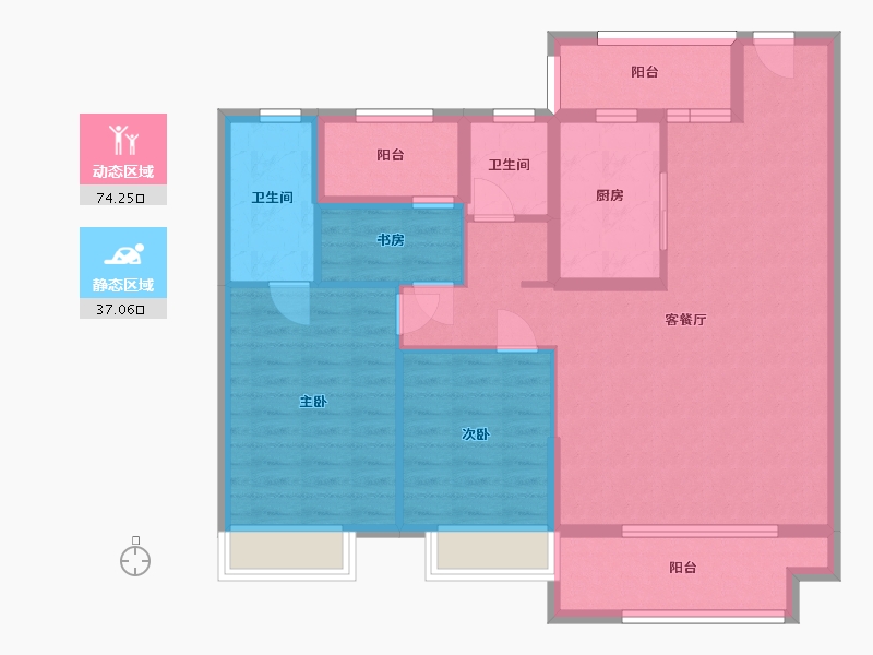 湖南省-长沙市-澳海文澜府5栋A户型122m²-99.73-户型库-动静分区