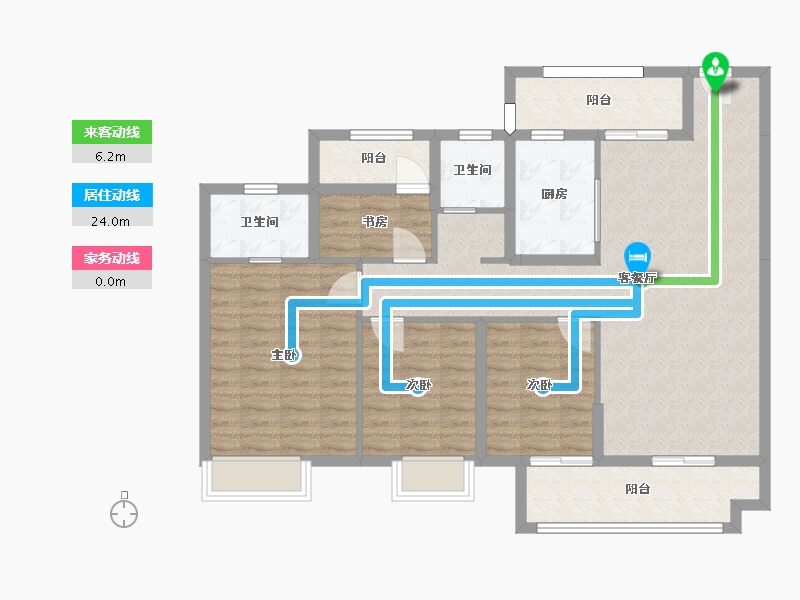 湖南省-长沙市-澳海文澜府4号楼A户型132m²-106.52-户型库-动静线