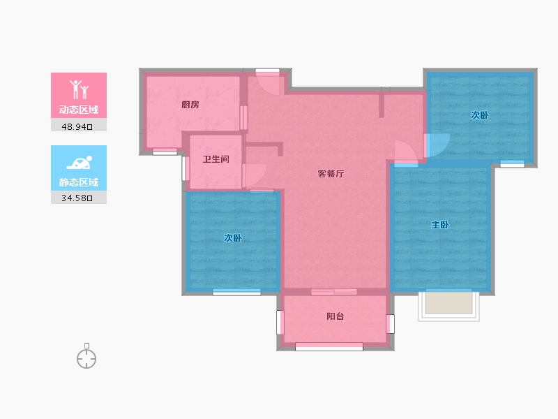 湖南省-长沙市-亿达智造小镇1，2，4，6，12号楼97m²-74.07-户型库-动静分区