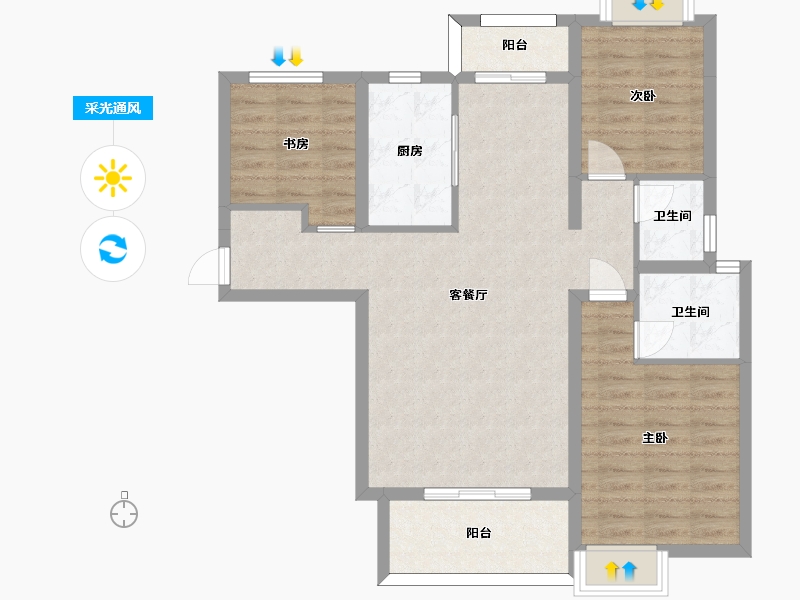 湖南省-长沙市-亿达智造小镇1，2，6号楼115m²-88.99-户型库-采光通风