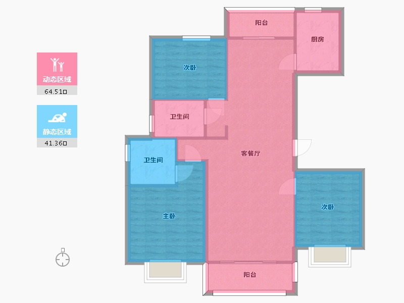 湖南省-长沙市-亿达智造小镇3号楼120㎡户型-96.09-户型库-动静分区