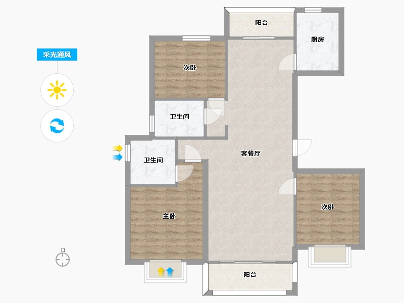 湖南省-长沙市-亿达智造小镇3号楼120㎡户型-96.09-户型库-采光通风