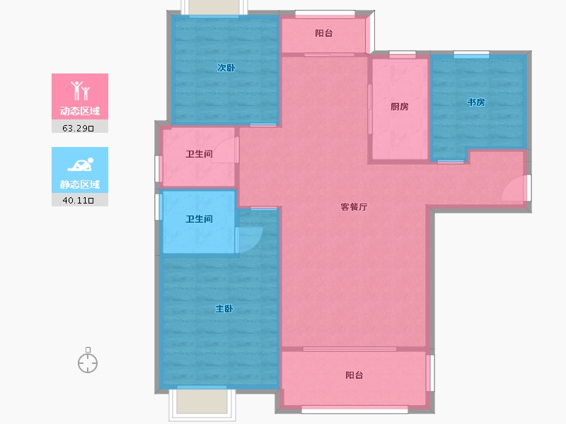 湖南省-长沙市-亿达智造小镇1，2，4，6，12号楼119m²-94.72-户型库-动静分区