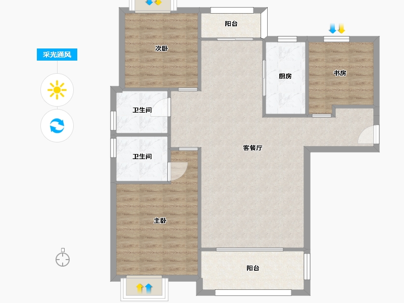 湖南省-长沙市-亿达智造小镇1，2，4，6，12号楼119m²-94.72-户型库-采光通风