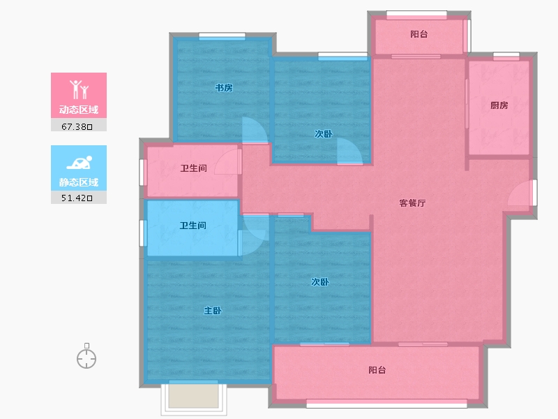 湖南省-长沙市-亿达智造小镇6，11，14，15，16号楼143m²-108.81-户型库-动静分区