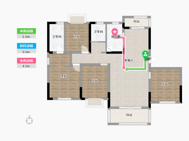 湖南省-长沙市-亿达智造小镇10栋141m²-108.60-户型库-动静线