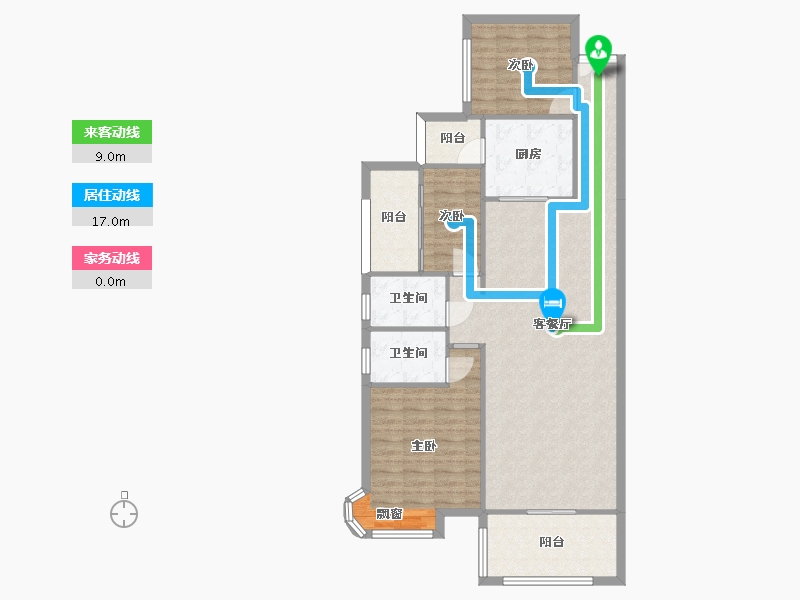 湖南省-长沙市-润和谷山郡5,6,7,8,22号楼123㎡户型-105.50-户型库-动静线