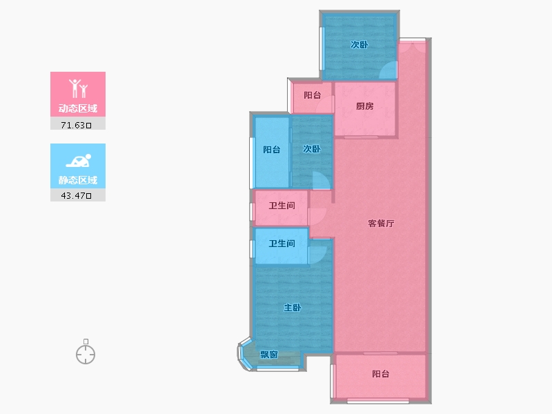 湖南省-长沙市-润和谷山郡5,6,7,8,22号楼123㎡户型-105.50-户型库-动静分区