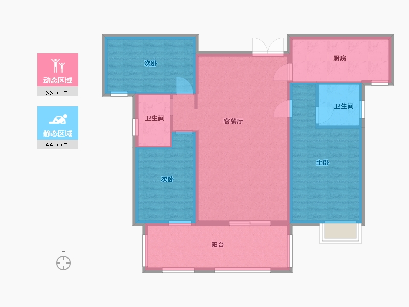 湖南省-长沙市-润和谷山郡20,21,22,23号楼C1户型124m²-99.60-户型库-动静分区