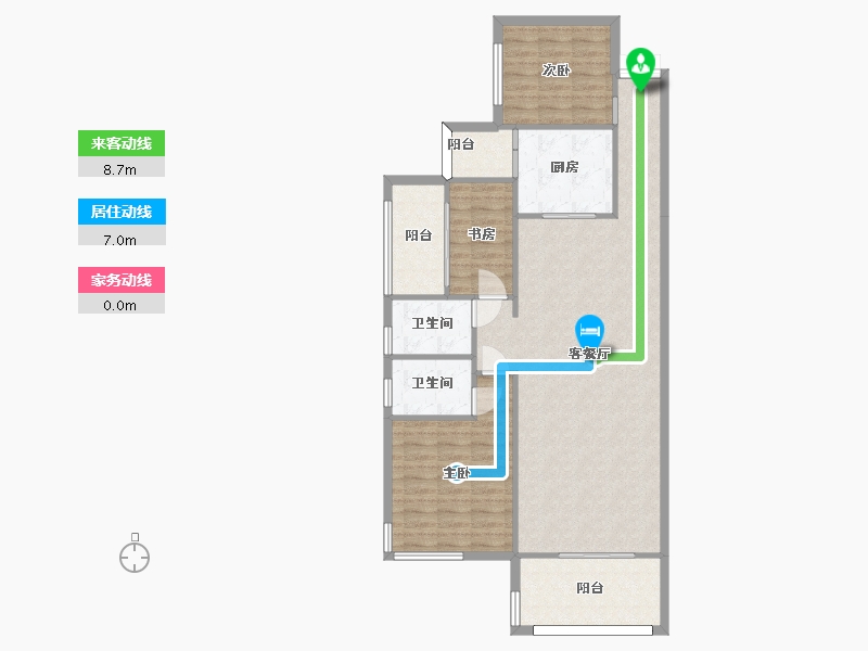 湖南省-长沙市-润和谷山郡2号楼C2户型126m²-103.38-户型库-动静线