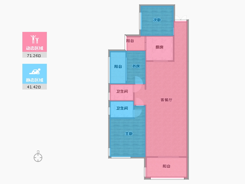 湖南省-长沙市-润和谷山郡2号楼C2户型126m²-103.38-户型库-动静分区