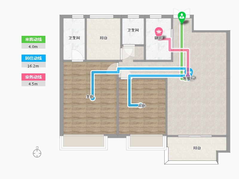 湖南省-长沙市-正荣财富中心A2户型112m²-88.41-户型库-动静线