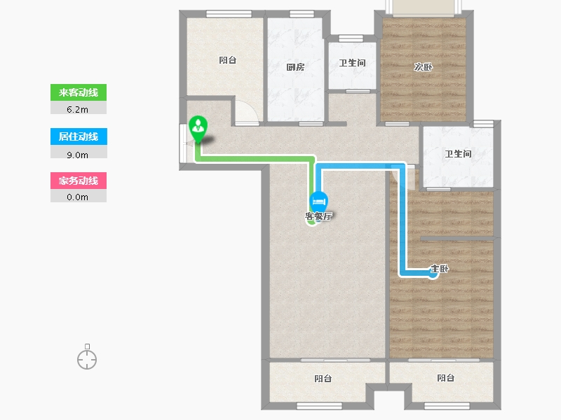 湖南省-长沙市-正荣财富中心A3户型116m²-96.43-户型库-动静线