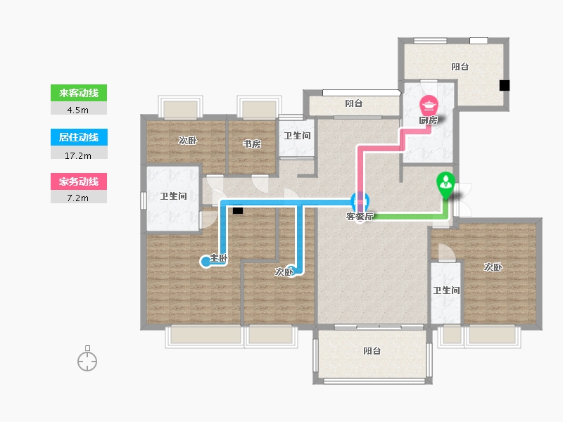 湖南省-长沙市-碧桂园高尔夫花园190㎡户型-168.49-户型库-动静线