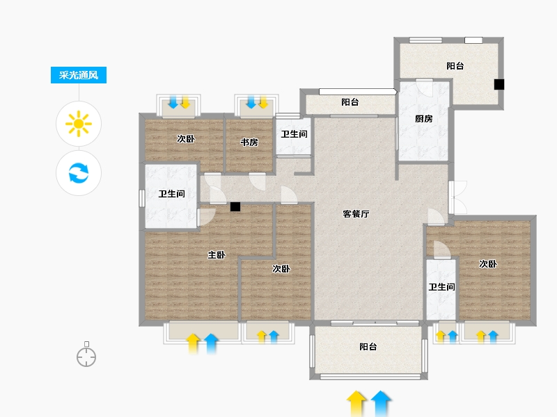 湖南省-长沙市-碧桂园高尔夫花园190㎡户型-168.49-户型库-采光通风