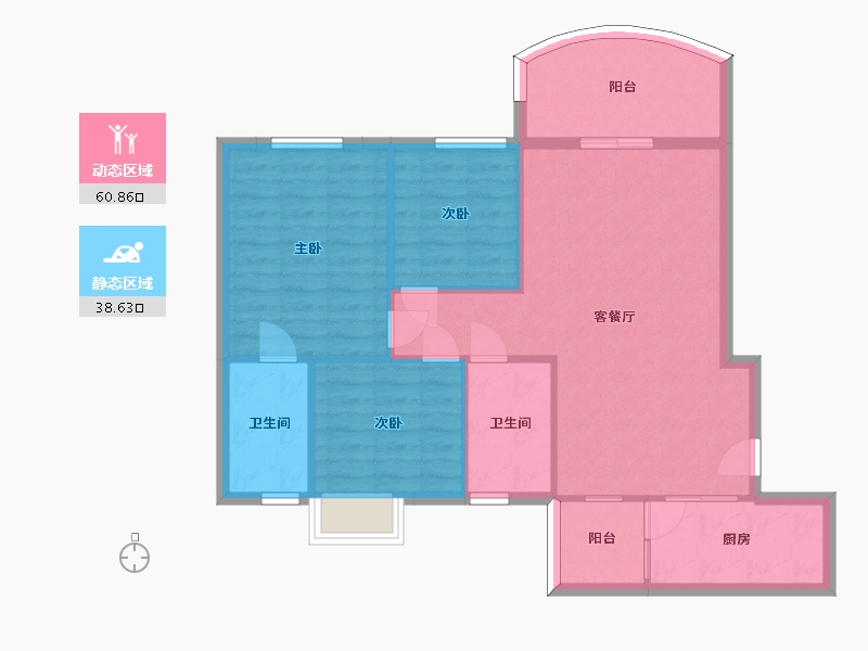 湖南省-长沙市-浏阳碧桂园1，2，5，6栋04户型120m²-90.51-户型库-动静分区