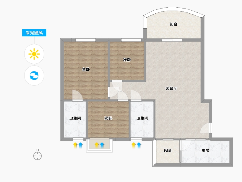 湖南省-长沙市-浏阳碧桂园1，2，5，6栋04户型120m²-90.51-户型库-采光通风