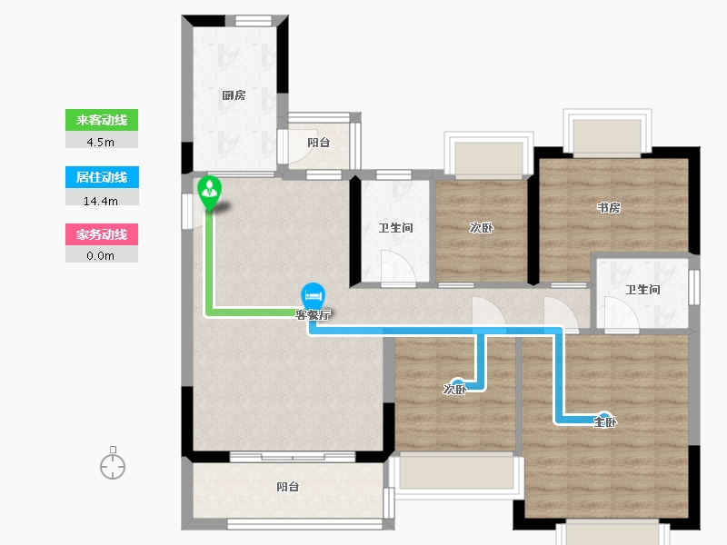 湖南省-长沙市-浏阳恒大华府四期1栋,四期6栋142m²-84.98-户型库-动静线