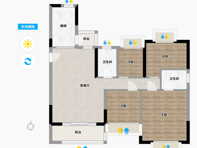 湖南省-长沙市-浏阳恒大华府四期1栋,四期6栋142m²-84.98-户型库-采光通风