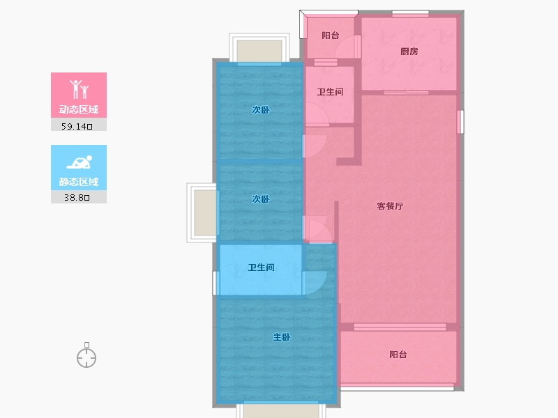 湖南省-长沙市-浏阳恒大华府四期7,10.栋122m²-88.47-户型库-动静分区