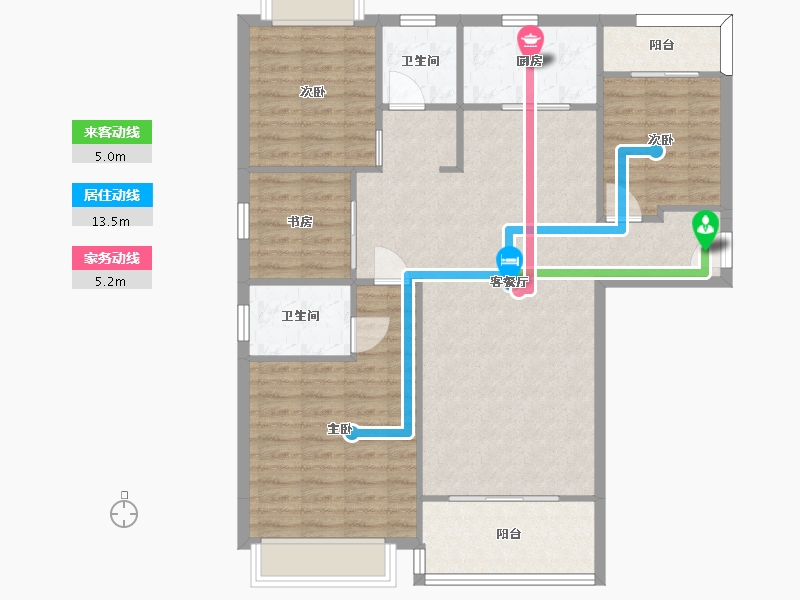 湖南省-长沙市-敏捷珑玥府6栋129㎡户型-101.85-户型库-动静线