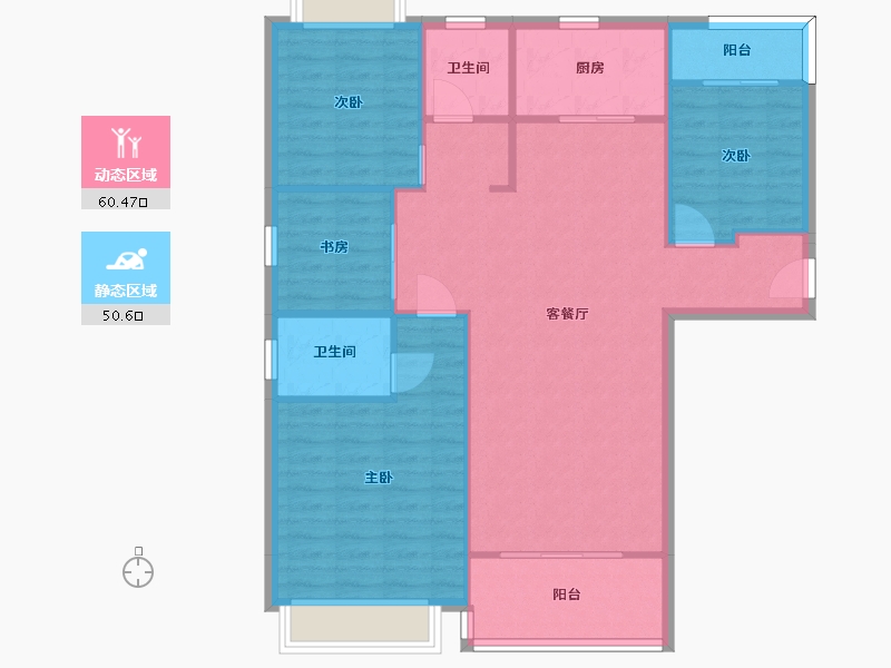 湖南省-长沙市-敏捷珑玥府6栋129㎡户型-101.85-户型库-动静分区