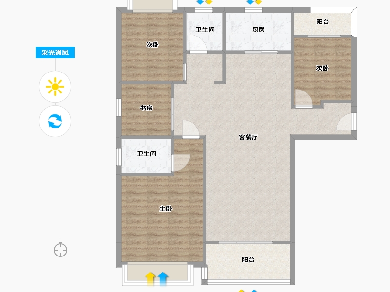 湖南省-长沙市-敏捷珑玥府6栋129㎡户型-101.85-户型库-采光通风