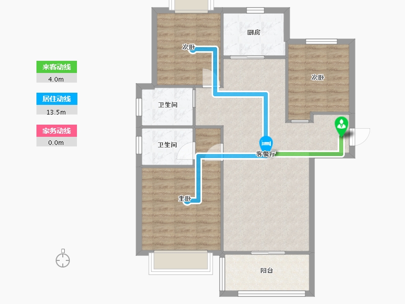 湖南省-长沙市-敏捷珑玥府4栋,5栋,6栋,7栋D户型115m²-87.41-户型库-动静线