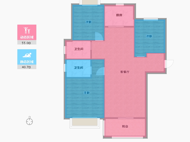 湖南省-长沙市-敏捷珑玥府4栋,5栋,6栋,7栋D户型115m²-87.41-户型库-动静分区