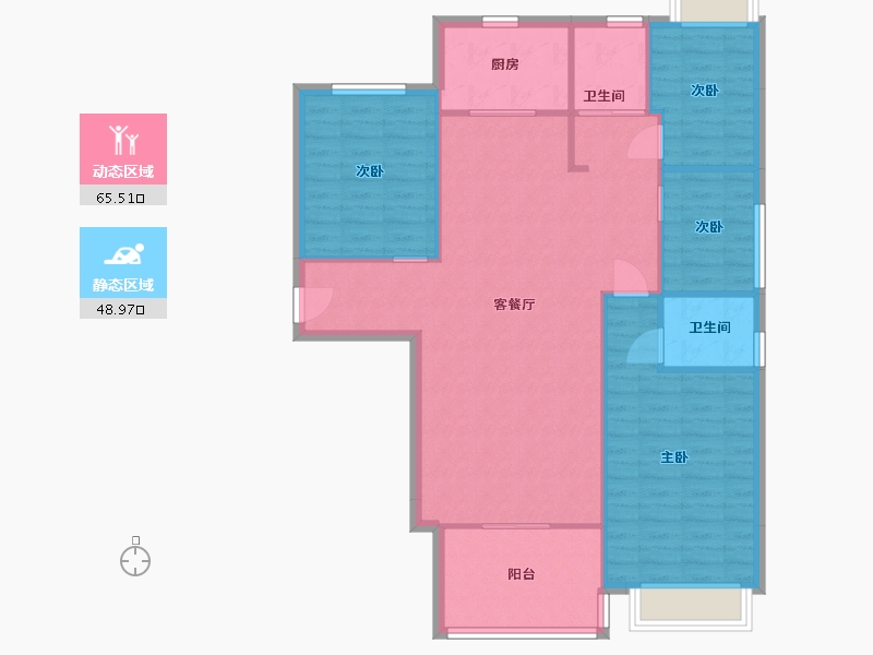 湖南省-长沙市-碧桂园翘楚棠Y1,Y2,Y5栋141㎡户型-108.93-户型库-动静分区