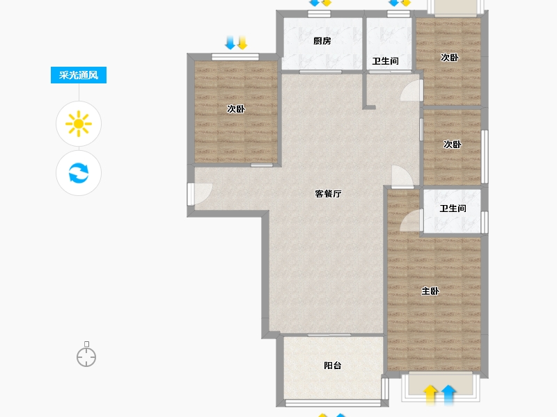 湖南省-长沙市-碧桂园翘楚棠Y1,Y2,Y5栋141㎡户型-108.93-户型库-采光通风