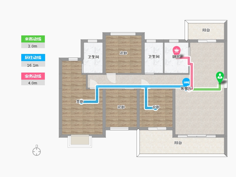 湖南省-长沙市-金驰东方樾6号栋D户型140m²-107.81-户型库-动静线