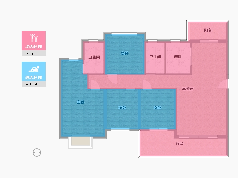 湖南省-长沙市-金驰东方樾6号栋D户型140m²-107.81-户型库-动静分区