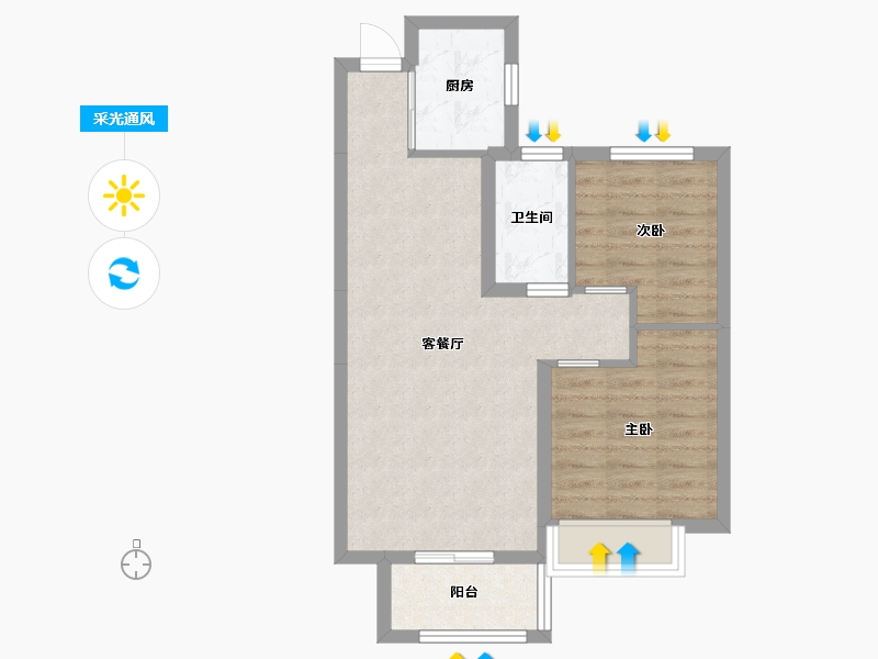 湖南省-长沙市-金驰东方樾7号栋A1户型80m²-58.62-户型库-采光通风