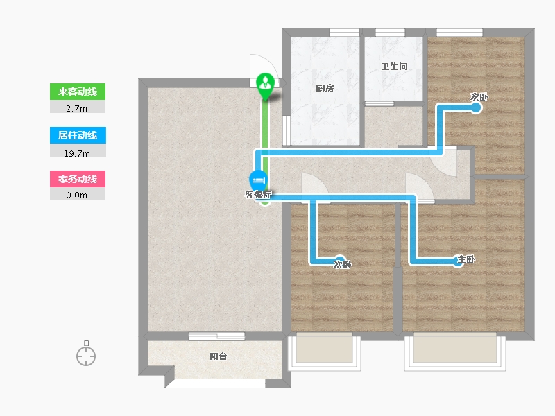 湖南省-长沙市-湘核星城春晓7号楼B户型100m²-80.00-户型库-动静线