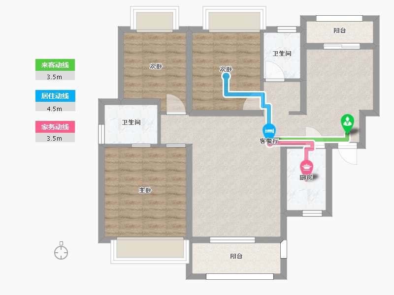 湖南省-长沙市-湘核星城春晓10号楼C1户型117m²-81.34-户型库-动静线