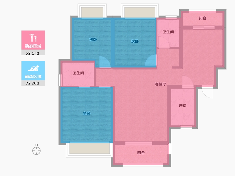 湖南省-长沙市-湘核星城春晓10号楼C1户型117m²-81.34-户型库-动静分区