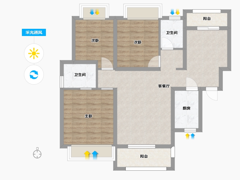 湖南省-长沙市-湘核星城春晓10号楼C1户型117m²-81.34-户型库-采光通风